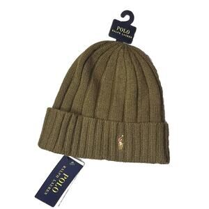 Polo Ralph Lauren Men's Skull Cap Beanie Winter Hat Olive Green O/S NWT $59